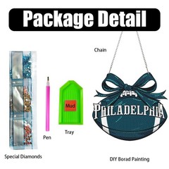 Rertcioph Football Diamond Art Hanging 5.9 x 6.8 x 0.3 inches, Philadelphia