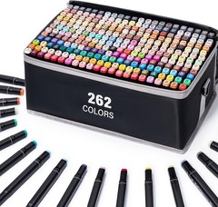 262 Alcohol Markers Dual Tip Art Set for Adults, Fine & Chisel Tips