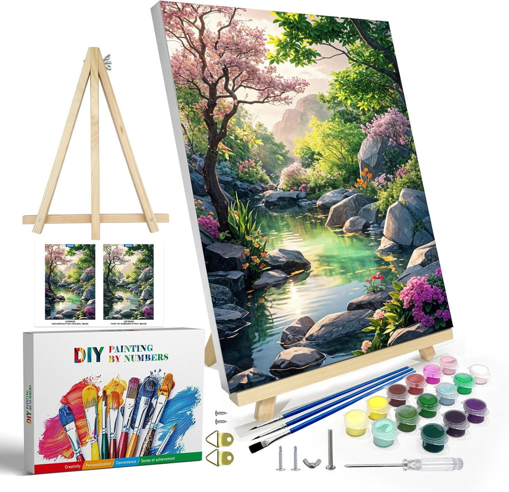 Paint by Numbers Kit for Adults with Frame, Landscape Paint by Number Canvas, Mo