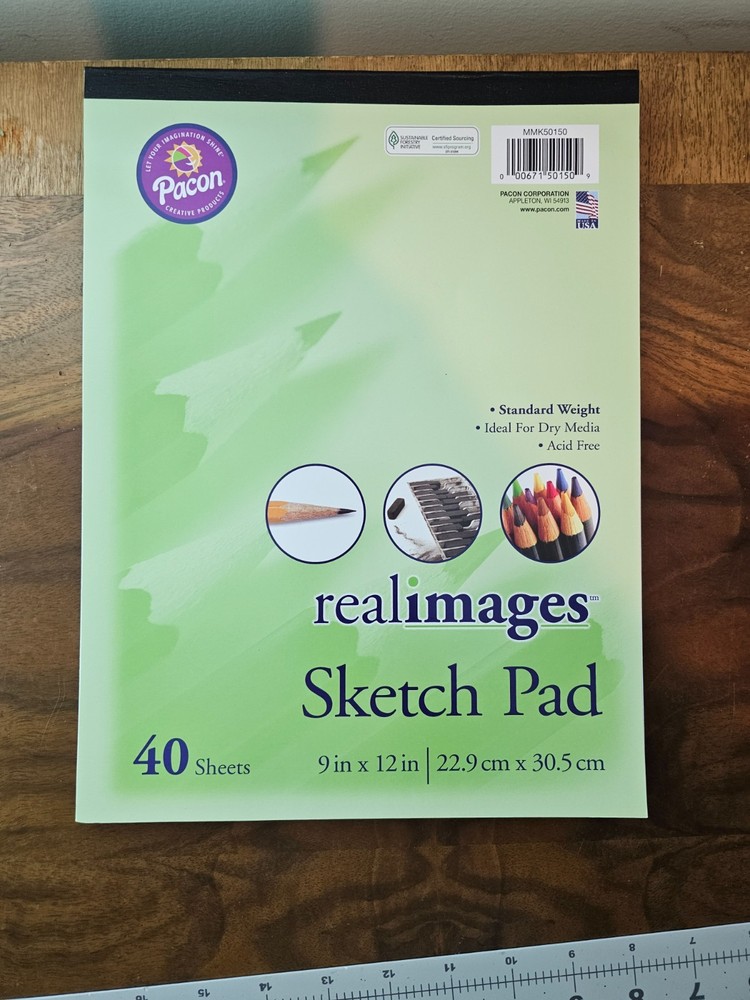 RealImages Sketch Pad – pack of 6. 40 sheets each – 9×12 Inch Standard Weight