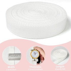 1 Inch x 10Yards White Cotton Webbing for Bag Handles & Crafts – Soft, Durabl…