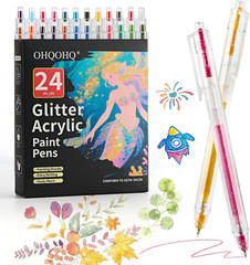 Glitter Gel Pens, 24 Colors Glitter Paint Pens Set, Non-Toxic Gel Pens for Color