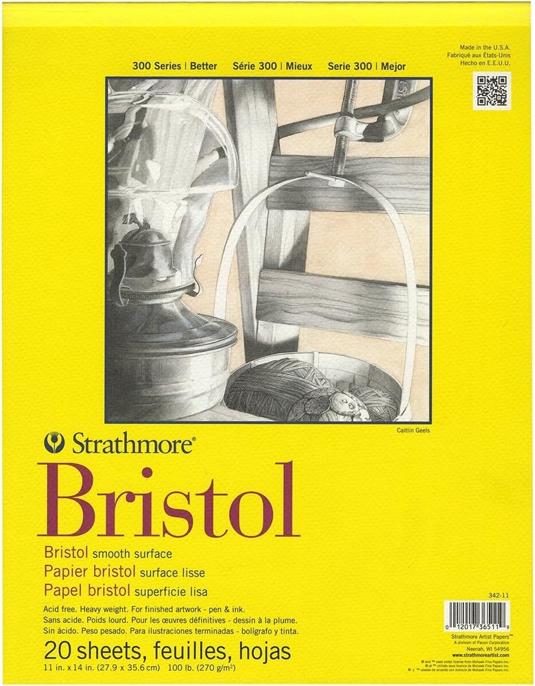 Bloc De Papel Bristol Serie 300, Liso, Encuadernado Con Cinta, 11 X 14 Pulga…
