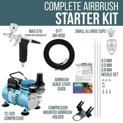 New All-Purpose TRIGGER AIRBRUSH 3 Tip-3 Cup-COMPRESSOR