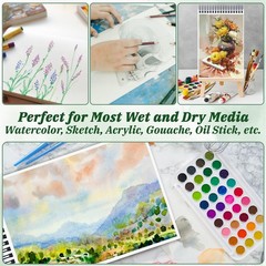 6Pack 9×12 Inch 180 Sheets 140lb/300gsm Spiral Bound Watercolor Paper Pad