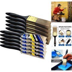 10 Pcs 2 Inch Flat Paint Brushes Bulk Set for Wall Trim Deck Stain & Furniture