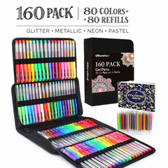 160 Pack Gel Pens for Adult Coloring Books 80 Colors with Refills Glitter Pens