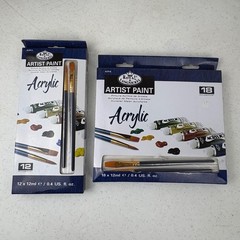 Royal Langnickel Acrylic Artist Paint Set 12pc ACR12 and 18pc ACR18 Bundle New