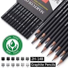 MARTCOLOR Drawing Sketching Pencils Set, 12 Pack Graphite Pencils(14B – 2H), …