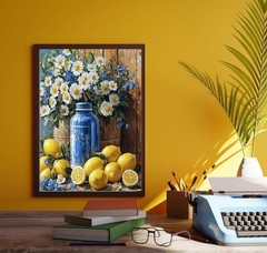 Paint by Numbers Kit for Adults,Lemons and Daisies Paint by Number for Adults,A