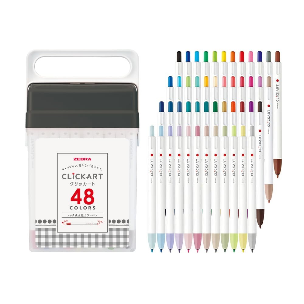 Clickart Water-Based Markers, 48-Color Set, Case Included, WYSS22-48C-AZ