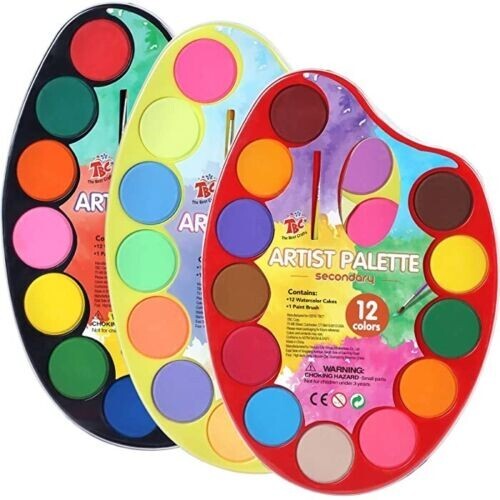 TBC Best Crafts Watercolor Paint Set with 36 Colors & Individual Brushes Palette