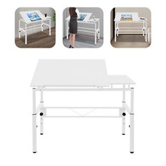 Adjustable Tilting Drawing Table 120 × 60 cm White Drafting Desk