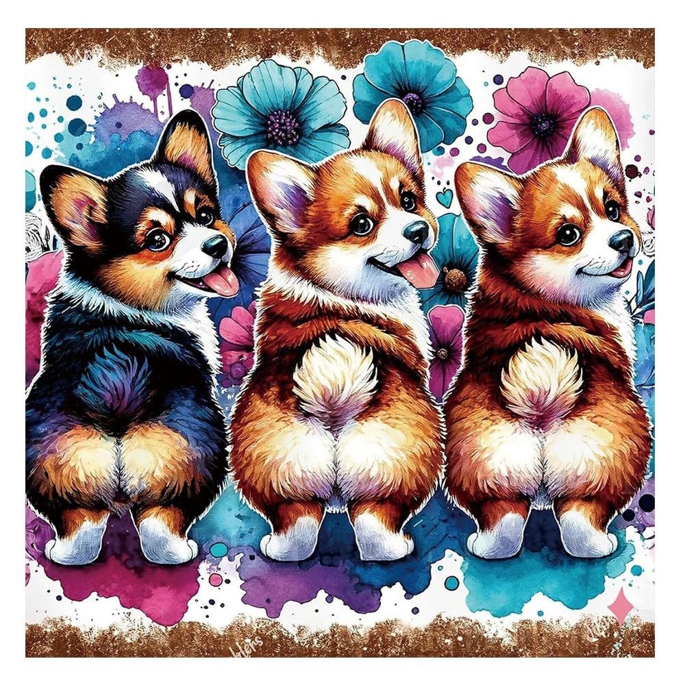 Diamond Art Kits for Adults, Dog Diamond Painting Kits for Beginners, DIY 5D Dia
