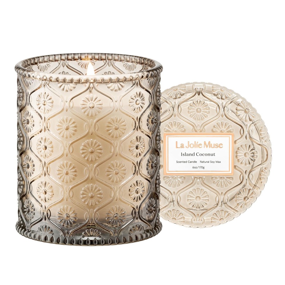 LA JOLIE MUSE Island Coconut Scented Candle – Coconut, Peach &