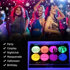 UV Face Paint Kit, Glow In The Dark Paint, Neon Fluorescent [Multiple Colors]