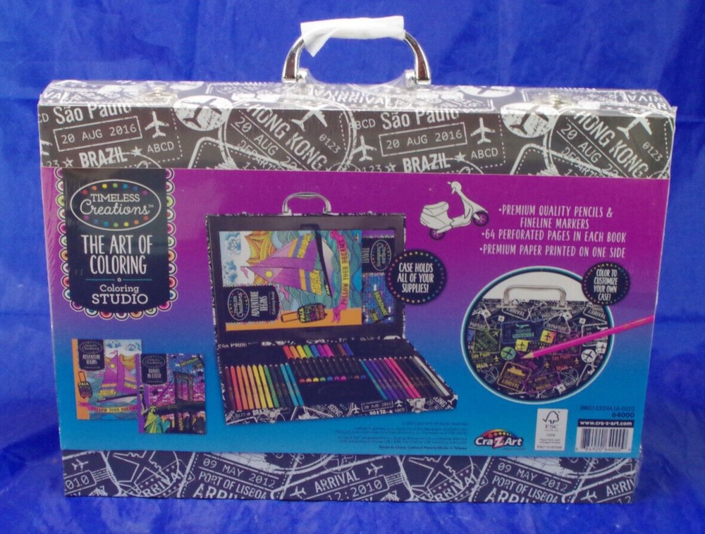 37 pieces-Art Timeless Creations The Art of Coloring, Coloring Studio with Case