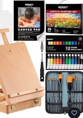 MERRIY Artist Acrylic Paint Set, Painting Supplies Kit with 12 Colors 29 Pieces