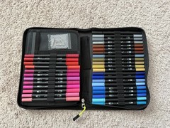 NEW Dual Brush Marker Pens 72 Colors Set with Fine & Brush Tip + Case