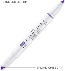 Mildliner Dual-Tip Highlighter Marker Set, Broad and Fine Point Tips, No Bleed,