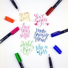 Tombow FUDENOSUKE COLORS Hard Tip Brush Pens 56429 Set of 10 pc Brand NEW!
