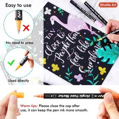 28 Metallic Colors Dual Tip Acrylic Paint Markers, Brush Tip and Fine Tip Acr…