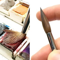 Sable Watercolor Brushes, Fuumuui 9pcs Detail to Mop Kolinsky Brown