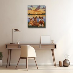 Adult Paint by Number Kits on Canvas, Three Corgis in The Sunset Adult Paint