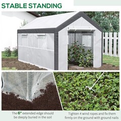Outsunny 12 L x 7 W x 7 H Walk-in Outdoor Tunnel Greenhouse, PE Cover, Steel 2 4