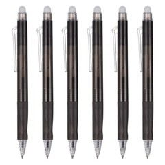 6Pcs 0.5mm Fine Point Retractable Erasable Gel Pens Comfortable Grip, Black