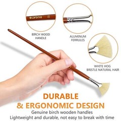Artist Fan Paint Brush Set Of 7 White Hog Bristle Natural Hair Antishedding Brus