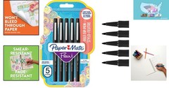 Quick-Drying Flair Felt Tip Pens | 0.7mm No-Bleed Black Writing Pens, Set of 5