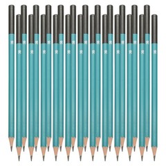 24 PACK 3B Drawing Pencils Hexagonal Black Refill Green/Black Pole