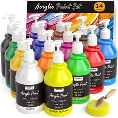 Nicpro 14 Colors Acrylic Paint Set 10 Fl Oz (Pack of 14), 10oz 14colors