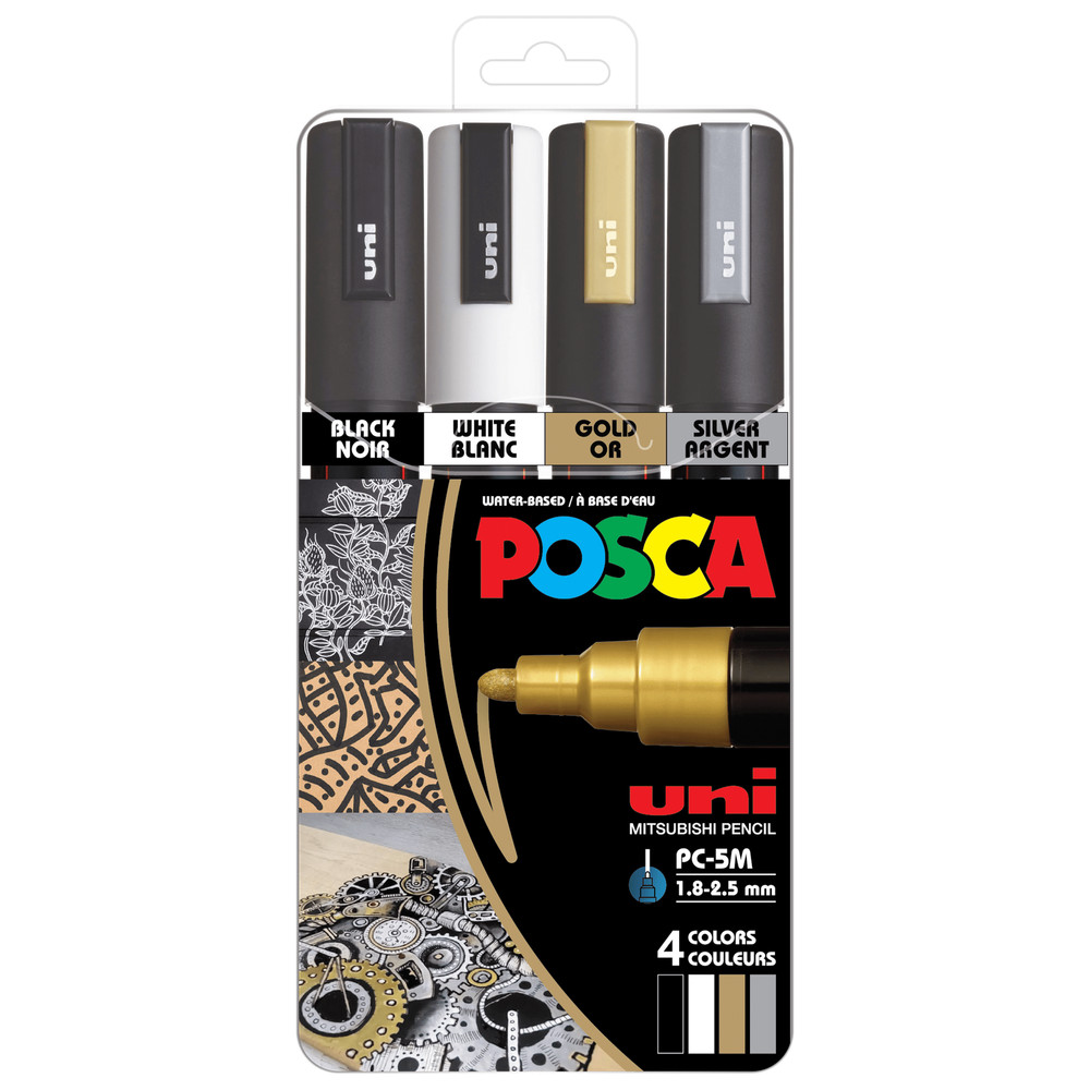 Uni POSCA PC-5M Water-Based Paint Markers,Medium Point 1.8-2.5mm, Assorted Color