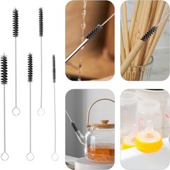 15pc Nylon Tube Brush Set 4in Small Wire Cleaning Brushes for Straws Carburetor