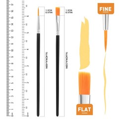 160 PCS Small Paint Brushes Bulk Black Nylon Hair Flat Tip Round Kids Set