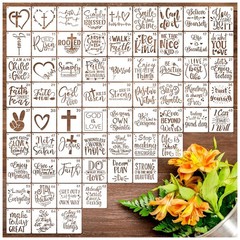 65Pcs Small Stencils for Painting on Wood 3 x 3 inches, white