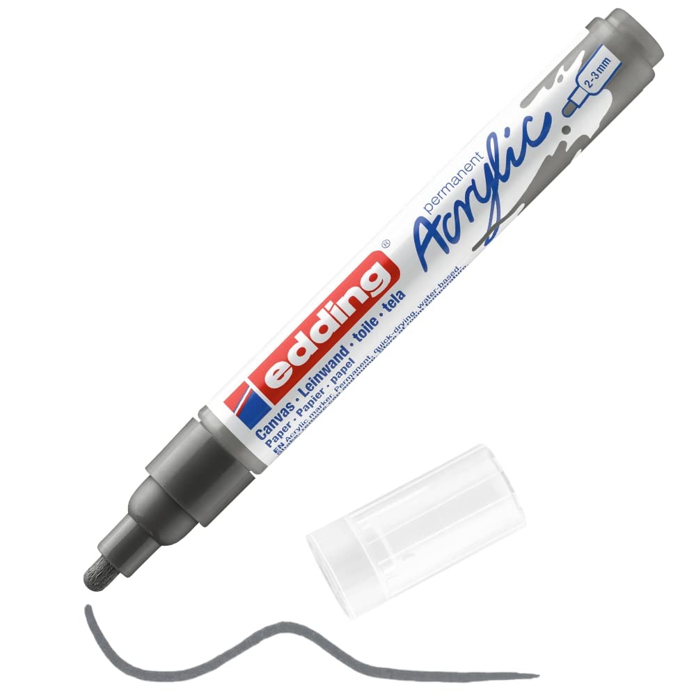 edding 5100 Medium-Grey-1 Waterproof Round Nib 2-3mm-acrylic Pa Kitchen
