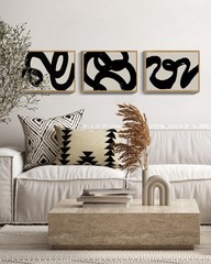 PHOPAGO Black Abstract Wall Art Ink Wash Minimalist Lines Framed Canvas Paint…