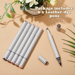 6 Pack Dual Tip Leather Dye Marker Pens Touch up Pen Shoe Marker Leather Flow Ma