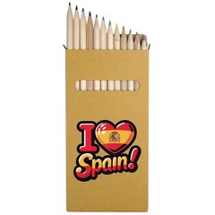 12 x ‘I Love Spain!’ Long 178mm Coloured Pencils / Pencil Set (PE00069325)