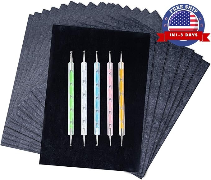 200 Sheets Carbon Paper Black Graphite Paper Transfer Tracing Paper and 5 Pieces