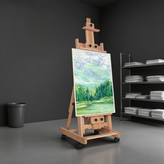 86.61″ Wood Studio Artist Easel Painting Art Easel Standing H-Frame Adjustable..