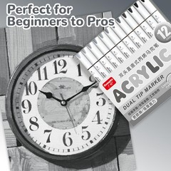 Guangna 12 Grey Dual Tip Acrylic Markers: Brush & Chisel for Multi-Surface Art
