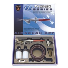 H-3AS Paasche Single Action Airbrush with all Three Heads, Bottles, Cup, & Hose