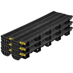 Trench Drain System, Channel Drain with Plastic Grate, 5.8×3.1-Inch HDPE Dra…