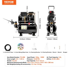 SucceBuy Airbrush Kit Dual Fan Air Compressor Professional Airbrushing System