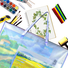 Large Clear Mesh Vinyl Bag with Handle and Zipper,19″X 25″ Waterproof Art Storag