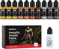 10 Colors Metallic Model Paint Set, 20ml Ready to Use Modeling Acrylic Paints…